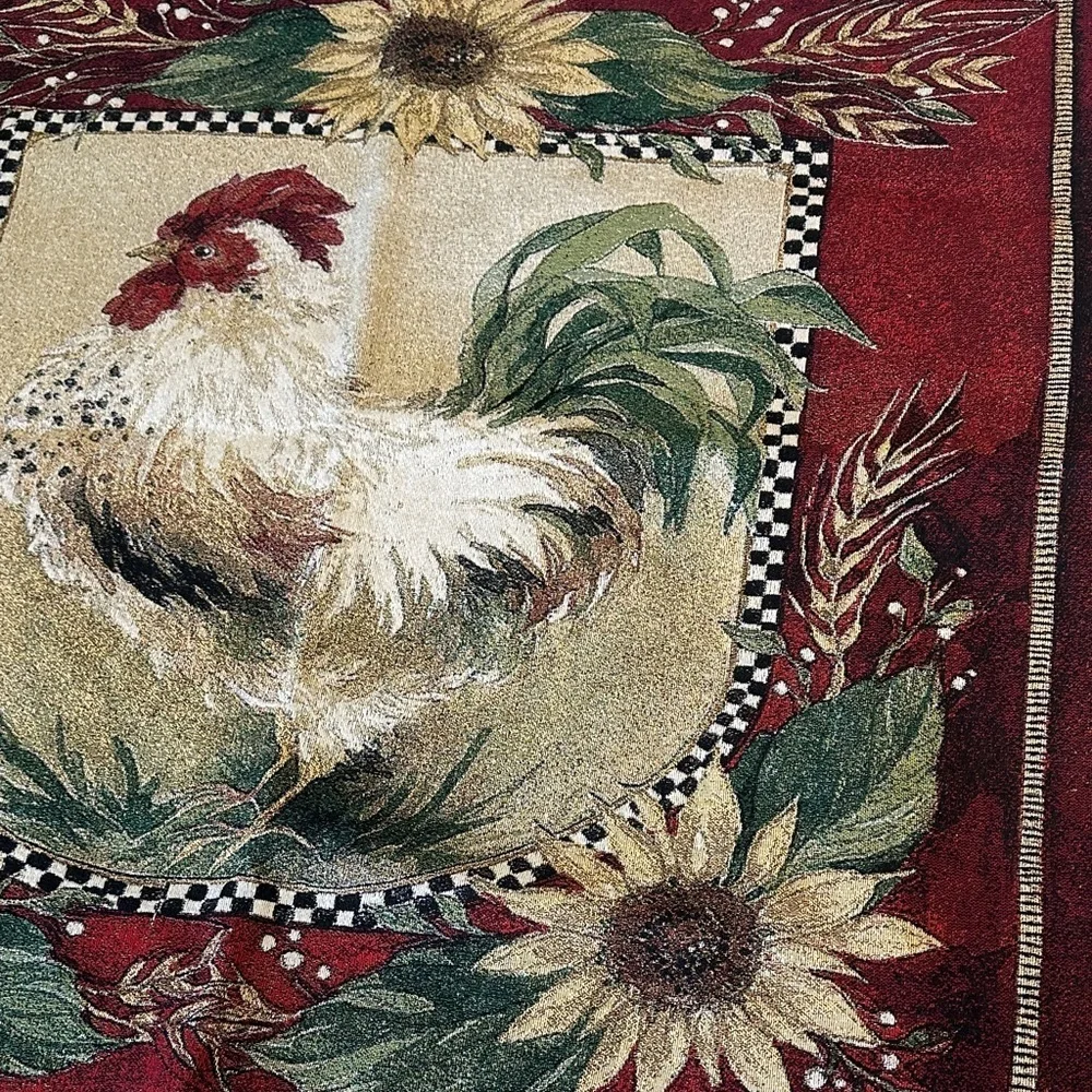 Sally Eckman Roberts Rooster Tapestry Wall Hanging 33x36 Farmhouse Sunflower